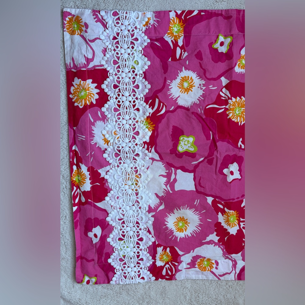 Lilly Pulitzer Garnet Hill Scarlet Begonias Tropical Floral Duvet Set Full/Queen - Picture 4 of 15